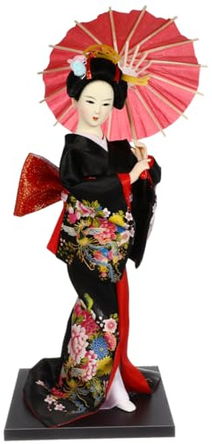 Holibanna Asian Kimono Doll Figure Japanese Geisha Statue for Home Decor Compact Ornament for Bookshelves Desks and Windowsills Versatile Decoration for Various Styles