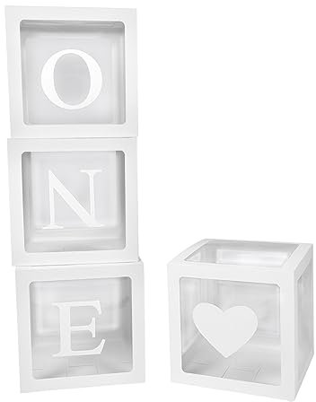 ibasenice 4stücke Ballonboxen Für Geburtstagsfeiern Transparent Mit Herz Und One Buchstaben Deko Für Jungen Shower Dekorationen Und Fotohintergründe Für Erste Geburtstage