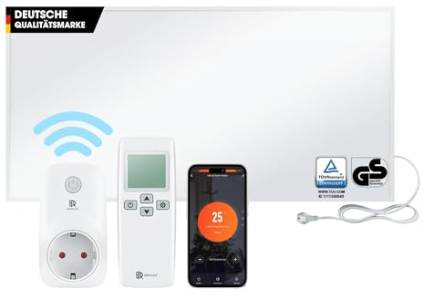 BR Bringer Infrarotheizung 1000 Watt - mit Smart Thermostat und Fernbedienung - Infrarot Elektroheizung Energiesparend - TÜV & GS - Deutsche Qualitätsmarke (weiß)