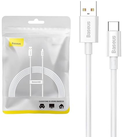 Baseus - Cable USB a USB-C superior, 100 W, 2 m, color blanco