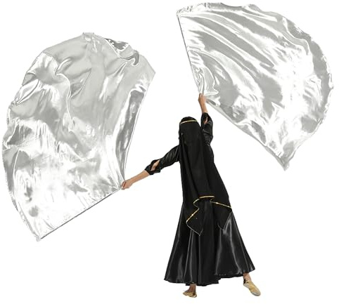 MUNAFIE Banderas de adoración, 2 unidades, banderas de danza, semicírculo, bandera con barra flexible para actuación de baile, iglesia, plata