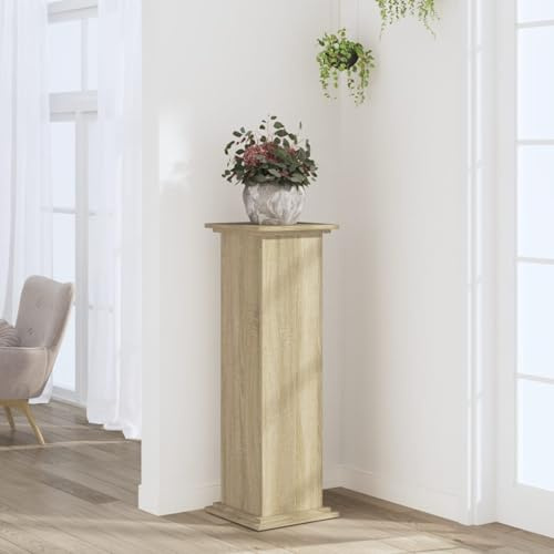 Homgoday Pflanzenständer Blumenständer, Dekosäule für Pflanzen, Blumenhocker Blumensäule Blumentisch Blumentopfhalter Bestelltisch Sonoma-Eiche 33x33x100 cm Holzwerkstoff