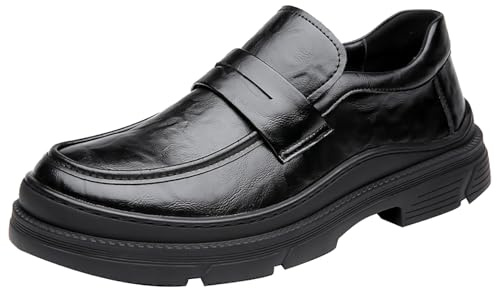 Loafer Herren Leder Extra Weit Businessschuhe Mit Absatz Freizeitschuhe | Rutschfeste Lederschuhe Halbschuhe FüR Formale AnläSse | Bequeme Leichtgewichts Business Shoes Anzugschuhe Leder Schuhe