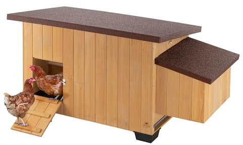 Ferplast KOCCA 100 Chicken Coop, FSC Wooden Hen House, Suitable for Up to 5 Chickens, Egg Compartment, Removable Tray, Openable Roof, Insulating Feet, Easy Cleaning, 146.5 x 72 x h 77 cm