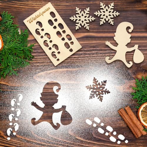 DONGSZQ Wichtelschablone Fußabdrücke, Wichtel Schablone Fenster, Holz Wichtel Schablon, Wichtel FußAbdrücke, Wichtel Zubehör Weihnachten Schablone Für Glass Door Floor, Weihnachtsdekoration