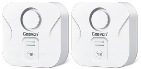 Geevon Wassermelder, 100dB Wasserwarner Wassersensor Alarm Wassermelder Wasseralarm Melder Batteriebetrieben für Keller Badezimmer, Waschküche (Lieferung mit Batterie) (2 Stück ohne Schraubendreher)