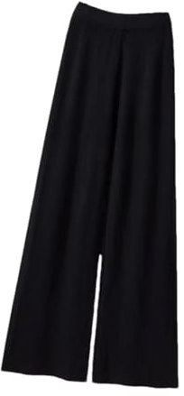 Warmes, dickes Strickset für Damen, V-Ausschnitt, Strickjacke, Pullover und hohe Taille, weites Bein, 2-teiliges Set, Nur Hose, L