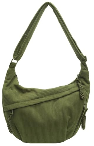 TIAASTAP Groß Umhängetasche Cord Tasche Half Moon Crossbody Bag, Schöne Bauchtasche Damen Cord Hobo Bag Messenger Bag Crossbag Shoulder Bag Women Handtasche Mittelgroß Schultertasche