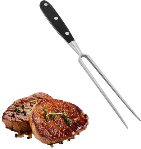Large Meat Fork, Serving Fork 11.81 Inch Stainless Steel Meat Fork with Wooden Handle, Long Carving Fork for Kitchen Cooking Roast Grilling BBQ Cooking Fork Serving Forks Large Long Forkmeat Fork