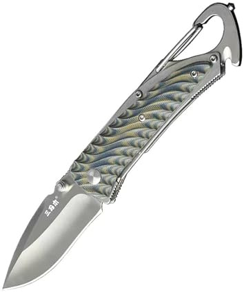 Sanrenmu Taschenmesser faltendes Gebrauchsmesser mit Flaschenöffner 6.77-Zoll Gesamtlänge, 2.52 12C27 Klinge G10 Griff, 7053 Messer für Männer Outdoor Camping Wandern (Grau)