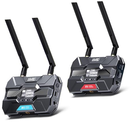 Pro Ver Wireless HDMI Video Transmitter and Receiver - Up to 6 RXs, 400M 5.8G Support HDMI Loopout/OLED Screen/Smart Channel, for Photography,Camera,Laptop,TV,Monitor,Projector