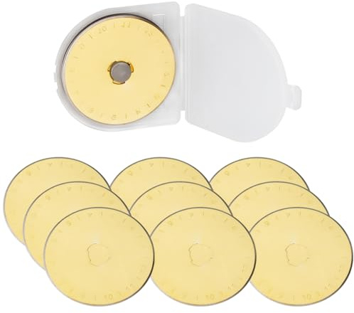 Mesee 10 Stück Rollschneider Runde Ersatzklingen 45mm, Rotary Cutter Klingen Set, Edelstahl Rollmesser Rundklingen Cutter, Rotary Ersatzklingen für Quilten Scrapbooking Nähen Kunsthandwerk