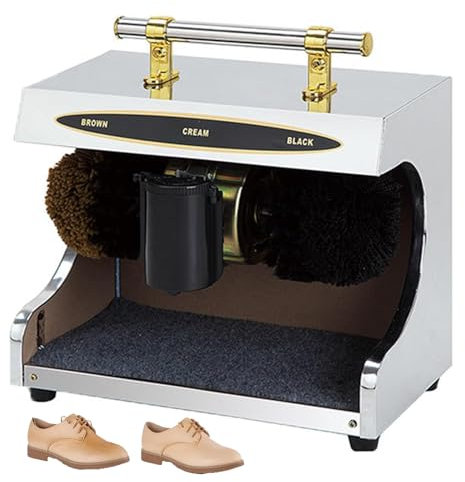 CRBUDY Machine à brosser Les Chaussures, Machine à cirer Les Chaussures à Induction entièrement Automatique, Brosse combinée à Induction/Double, pour la Famille, l'hôtel, la Banque, B (C)