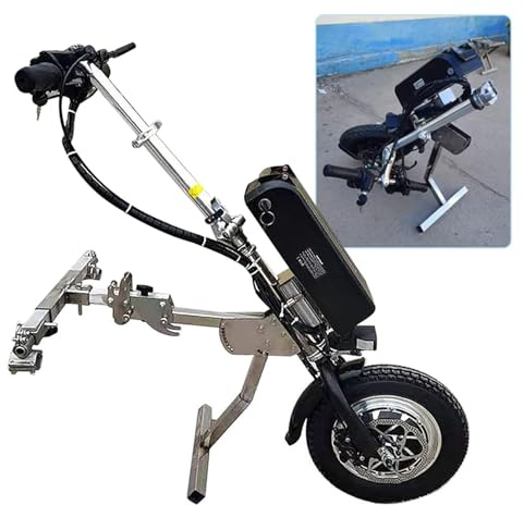 Elektrische Handbike-Rollstuhlbefestigung, Rollstuhl-Umbausatz mit 17 Ah 48 V Batterie, LED-Frontlicht, 3-Gang-Einstellung, Reichweite 65 km, B