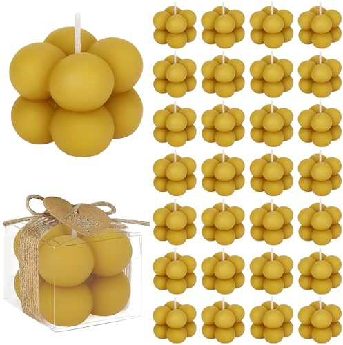 30 Set Mini Bubble Candles for Wedding Favor, 4 x 4 cm Champagne Candle for Guest Gift, Scented Candles with Cards & Ribbons, DIY Gift Set for Baptism Party Bridal Shower Thank You Gifts