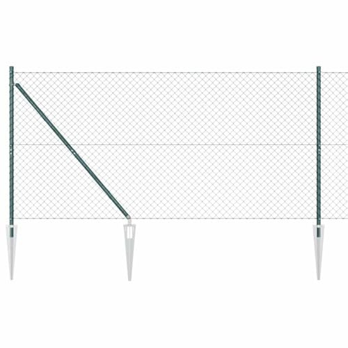 vidaXL Chain Link Fence 10 x 1.2 m, Green, Galvanised Steel with Powder Finish, UV Resistant, Outdoor Thought, Strong Design with 40 x 40 mm Mesh.