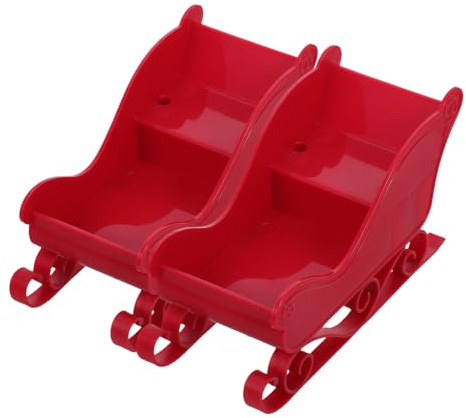 Homoyoyo 2pcs Small Santa Sleigh: Plastic Desk Display Bowl & Basket - Christmas Village Displays & Office Decor - Holiday Mantelpiece Centerpiece Sled