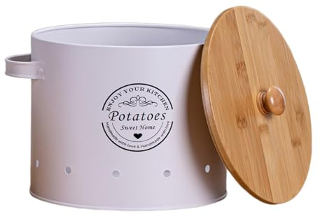 Kitchen Storage Canister, Vegetables Bin, Rustic Potato Onion Tin Veggies Jars Pot for Counter Home