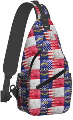 Schultertasche Amerika-Carolina Flagge Gemalt Slingtasche Mode Verstellbarer Rucksackgurt Sling Bag Herren & Damen, Für Outdoor, Klettern, Wandern