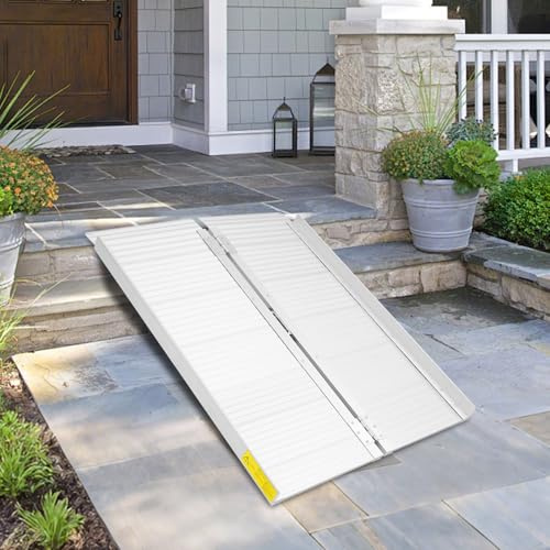 Rollstuhlrampe Klappbar Türschwellenrampe Auffahrrampe, Tragbare Rampe Rollstuhl mit Rutschhemmende für Stufen, Treppen, Schwellen, Rollstühle, Roller.
