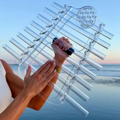 Crystal Soul - Arpa de cristal de cuarzo 8 notas con soporte afinación de 432 Hz instrumento musical de cristal transparente