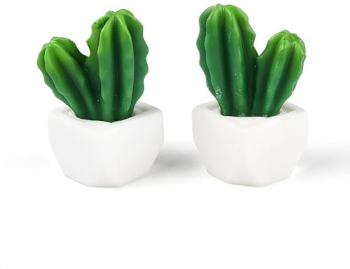 DanLingJewelry 10 piccoli cabochon in resina a forma di cactus 3D per piante grasse in miniatura, mini cactus senza foro, perline per artigianato, tavolo, casa, giardino, decorazione