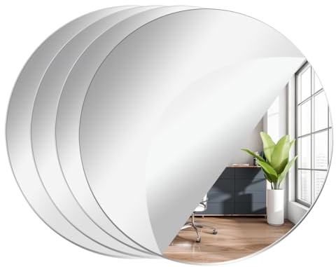 4 runde Spiegelplatten für Tischdekorationen, Spiegeltabletts, Flache runde Spiegel für Tische, runde Spiegel-Kerzenteller für Tischdekorationen bei Hochzeiten und Partys (30cm)