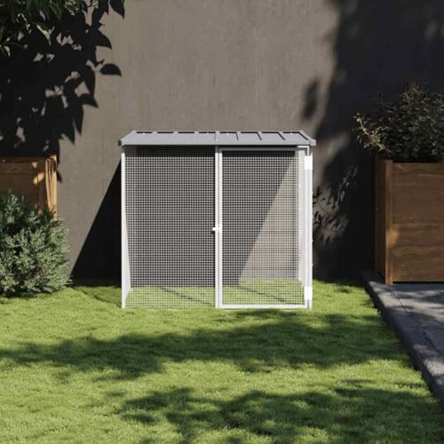 Teenpull kycklingbur med tak ljusgrå 103 x 98 x 90 cm galvaniserat stål kaninstall kaninstall marsvinsbur gnagarbur hage hage litet djurhall utlopp trädgård utomhus metall