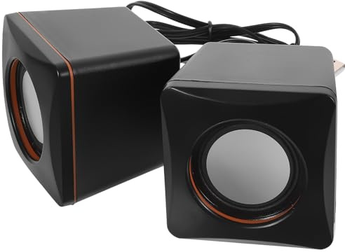 Healeved Mini Altavoces USB para Computadora y Portátil, Altavoz de Escritorio Compacto Conexión por Cable para Oficina y Hogar, Material Abs y Cobre