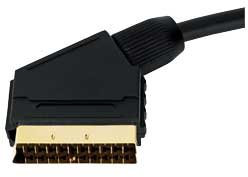 2.5m Scart Cable - Premium Quality / 24k Gold / Fully Wired / Shielded / 21-pin / Audio / Video / Male to Male