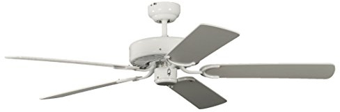 Ventilateur de plafond Potkuri de Pepeo sans éclairage, blanc laqué, pâles réversibles blanc / osier, 132 cm