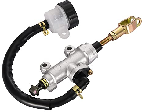 GOOFIT Motorrad Hydraulische Bremspumpe Bremszylinder hinten Fußbremse Hauptzylinder Pumpe Brake Cylinder mit Reservoir Ersatz für 50cc 70cc 90cc 110cc 125cc ATV Chinesische Dirtbike Pitbike