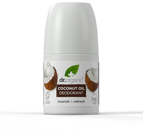 Dr Organic Coconut Oil Deodorant, Aluminium Free, Mens, Womens, Natural, Vegan, Cruelty-Free, Paraben & SLS-Free, Organic, 50ml, Packaging may vary