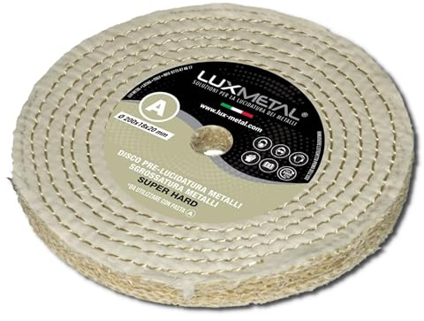 Lux Metal Disco de Pulido Super Hard de 200 mm, Discos de Sisal en Algodón para Pulir a Espejo Metales, Acero Inoxidable aluminio, Rueda Pulidora, Pulidora de Muela, Elimina Arañazos, Latón, Cobre.