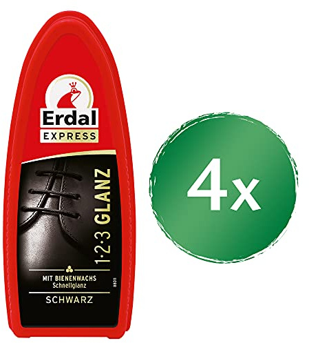 Erdal 1-2-3 Glanz Schwarz, mit echtem Bienenwachs - 1St. - 4x