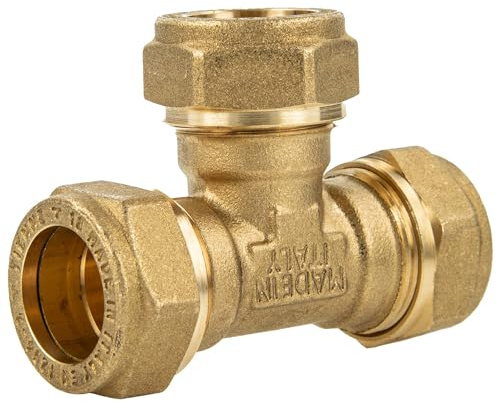 tecuro Klemmringverschraubung, T-Stück 18 x 18 x 18 mm, für Trinkwasser gemäß DVGW W 534 geprüft und zugelassen, auch für Solaranwendungen, Messing