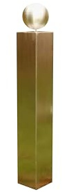 Gartendekoshop24 – Edle Gartendeko Edelstahl Säule, 40 cm, mit gebürsteter Kugel. wetterfest, handgemacht, ohne Muster. Moderne Edelstahlsäule, für den Garten.
