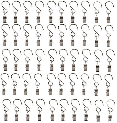 Mydio 50 Pack Stainless Steel Curtain Clip String Party Light and Outdoor Activities Wire-Party Supplies (2.4in Long)