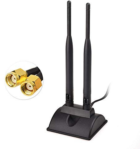 Eightwood WiFi Antenne 2.4G / 5.8G Dual Frequency Magnetic 6dBi RP-SMA Adapter 2m Verlängerungskabel für WLAN PCI WiFi Karten Wirelesse Router Bluetooth Dlink