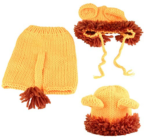Hztyyier Newborn Photography Props 2PCS Newborn Baby Photo Props Crochet Lion Photography Costume Rompers Rompers