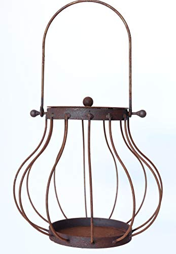 Hirsch Terracotta Laterne Linda28 aus Metall Rost-Laterne Edelrost D:28cm H:46cm Windlicht Garten-Deko Blumenampel Dekoration