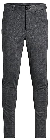 JACK & JONES JJIMARCO JJPHIL Jersey NOR DG Check Noos Pantaloni, Grigio, 28W x 30L Uomo