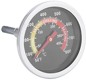 Raguso Thermomètre de Gril en Acier Inoxydable Mesure précise 50~800 ℉ / 10 ℃ 400 ℃ Outil de Mesure Thermomètre de Barbecue Jauge de température pour Griller pour Gril