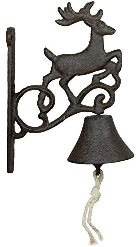 B2S BACK2SEASON Glocke mit Klöppel Motiv Hirsch Gusseisen Türglocke Wandglocke Gartenglocke