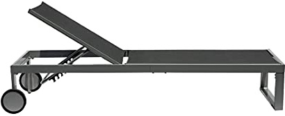 OUTLIV. Gartenstuhl, verstellbar, mit Kissen, Silber/Anthrazit | Textilene, Aluminium und Stahl; verstellbar und mit Kissen; 206x67,5x35cm; Silber/Anthrazit; komfortabel, flexibel
