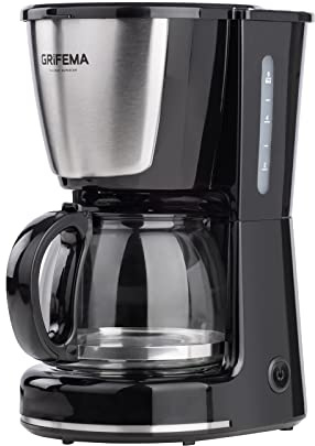 GRIFEMA Kaffeemaschine mit Thermoskanne, Filterkaffeemaschine mit Mahlwerk, Abnehmbaren Wassertank und Wiederverwendbarer Filter-Korb, mit Abschaltautomatik, Wasserkocher Schwarz, 0.75 L