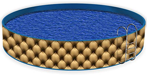 Wallario Pool Verkleidung mit Motiv ohne Ösen, Umrandung Dekoration, Motiv Goldene Ledertür, Größe Höhe 120 cm x L 15m