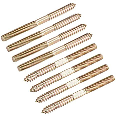 sourcing map M8x100mm Hanger Bolts, 8pcs Double Head Thread Dowel Screws for Wood Furniture