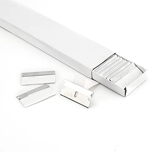 FOSHIO 100pcs Schaber ErsatzKlinge Edelstahl Metall Rasierklingen ErsatzKlinge Ceranfeldschaber Klebemesser GlassSchaber Cleaner Schaber Ceranfeld Labels Remover