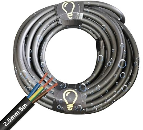 SHPELEC® H05RR-F 3 Core Flexible Rubber Cable - Premium Electrical Wire for Indoor and Outdoor Use - 1.0mm, 1.5mm, 2.5mm 5m, 10m, 20m (2.5mm 5m)